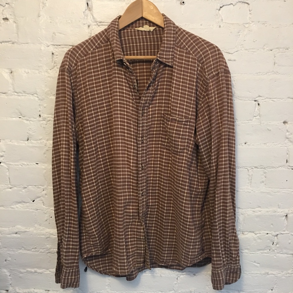 45 rpm Yuki Cotton shirt button up brown plaid size 5 japan